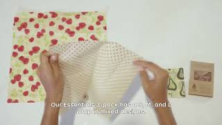 SuperBee Beeswax Wraps Essentials 3-Pack (S, M, L)