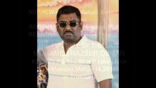 Death Announcement - Mohamed Nazeer Osman