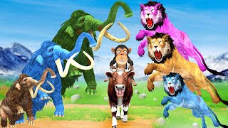 10 Zombie Mammoths vs Giant Lions Fight Baby Monkey Saved By Woolly Mammoth Elephant Animal Fights