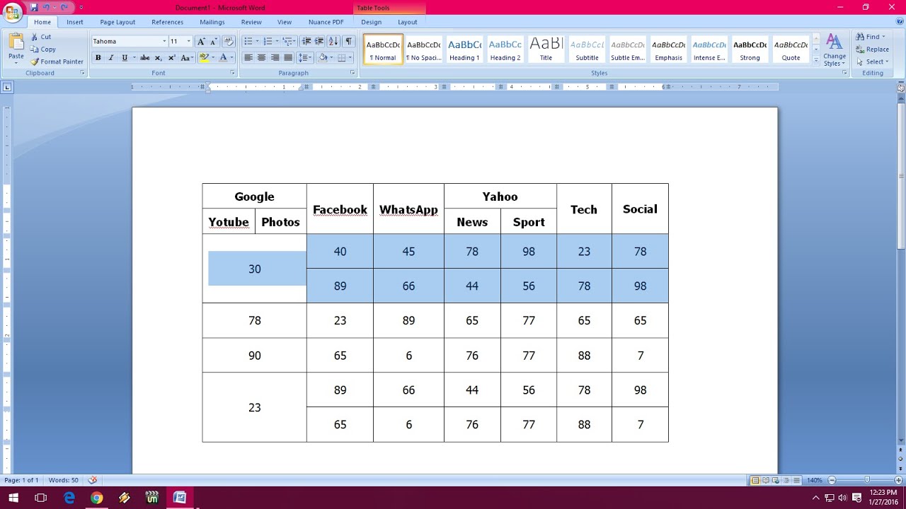 Microsoft Word Table Templates