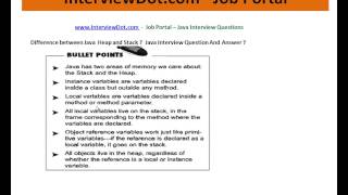 Java Interview Question And Answer Java Heap and Stack Difference Explain