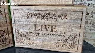 Noakh Set of 3 - 'Live, Laugh, Love' Mango Wood Boxes