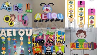 Vowels learning activities ideas | Vowels wall decoration ideas for preschool | Vowels teaching aid