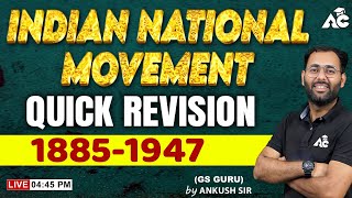 Indian National Movement | Quick Revision | 1885-1947 | By Ankush Sir