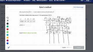 Euler's Method Khan Practice Examples