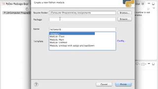 Creating Python projects and modules (source files) using Eclipse with PyDev