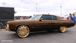 WhipAddict: Bowling Ball Paint on the 71' Chevy Impala Donk, All Gold DUB 26 and Trim!