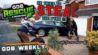 OAP trys to steal the TYRE! Then his alarm goes off! EP7 GDB WEEKLY.