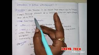 ITERATOR concept in python with example in Telugu/@lasya tech