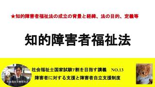 知的障害者福祉法　7割を目指す講義NO.13　障害者に対する支援と障害者自立支援制度