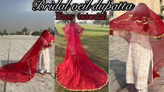 How to Make a Stunning Bridal Veil Dupatta at home  | DIY | Step-by-Step Tutorial