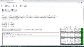 Logic-1 (love6) Python Tutorial || codingbat.com