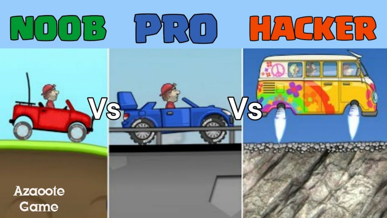 Noob Vs Pro Vs Hacker Hill Climb Racing Youtube