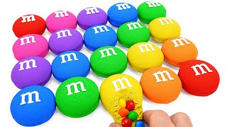 Satisfying Video l How To Make Rainbow M&M Candy with Kinetic Sand Cutting ASMR