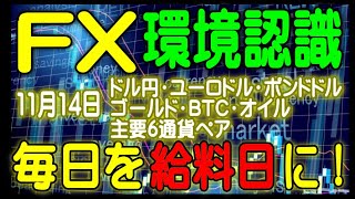 FX 環境認識★2023年11月14日(火) トレードで毎日を給料日にしよう！USD/JPY・EUR/USD・GBP/USD・XAU/USD・BTC/USD・USO/USD