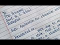 Application for character certificate// application to principal //beautiful english handwriting