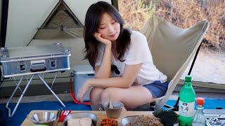 홀로 서기 준비 중 | 들기름 막국수에 막걸리 한잔 | 🇺🇸 캘리포니아 해변 캠핑🌊