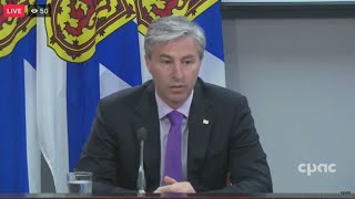 Nova Scotia Premier Tim Houston speaks with reporters in Halifax – June 15, 2023