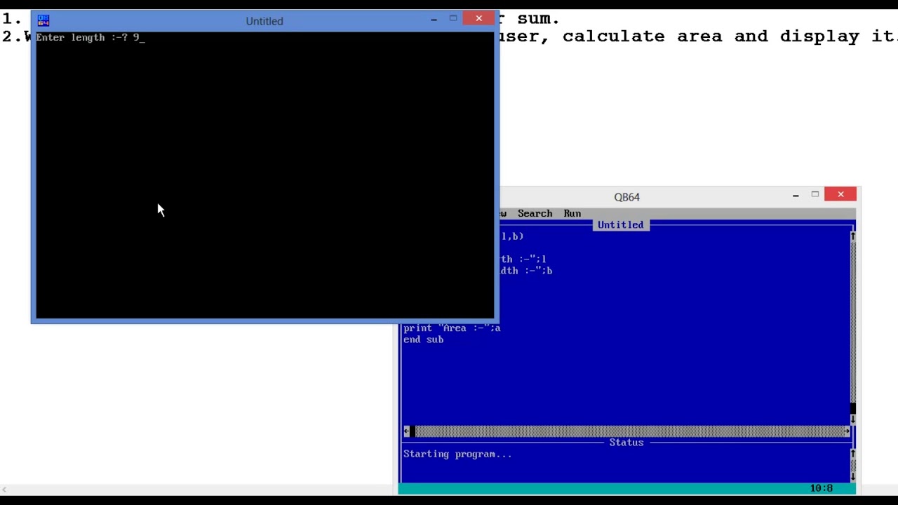 Qbasic Programming Using Sub Procedure Youtube