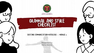 Module 4 - Editing Communication Materials: Part 1 - Grammar and Style Checklist