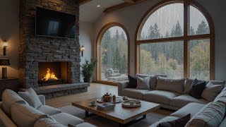 Unwind in a Cozy Cabin Ambience | Rain \u0026 Fireplace for Peaceful Sleep \u0026 Deep Relaxation 🌧️🔥