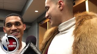 Jordan Clarkson pokes fun of Kyle Kuzma's coat in Lakers' locker room | ESPN