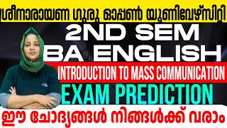 SGOU 2ND SEM BA ENGLISH | Introduction to Mass Communication |Exam Prediction...!