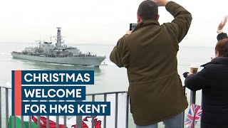 HMS Kent returns to Portsmouth after Carrier Strike Group deployment