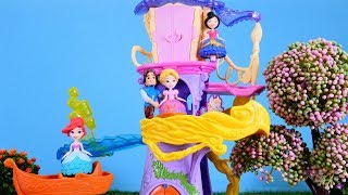 Disney Princess Rapunzel şatosu. Oyuncak tanıtımı ve açılımı.