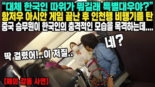 “대체 한국인 따위가 뭐길래 특별대우야?” 항저우 아시안 게임 끝난 후 인천행 비행기를 탄 중국 승무원이 한국인의 충격적인 모습을 목격하는데....