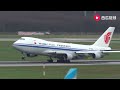 国航747货机上演拉飘式降落