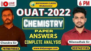 OUAT 2022 Chemistry Paper Answers with Solution #bidyasagarclasses #ouat #previousyearquestions