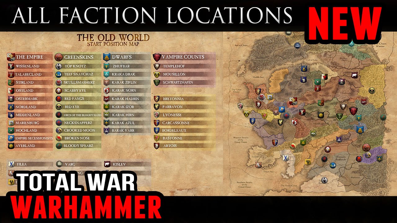 Total War: Warhammer - All Factions And Starting Locations (Reveal ...