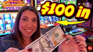 Gambling $100 into Eureka Treasure Train lock it link slot machine - Lucky Chance WINNER #slots