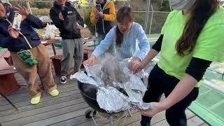 マグロの兜焼き,ダイバーのBBQイベントで,三浦ダイビング