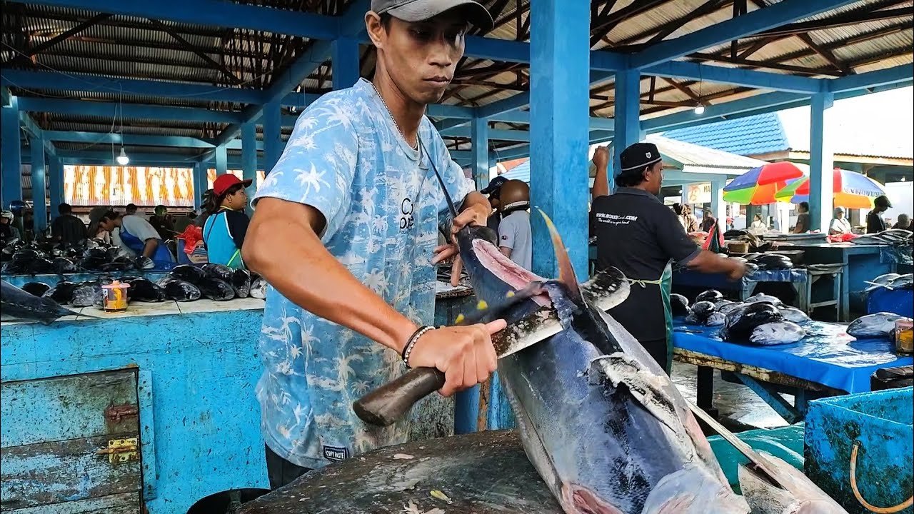 The Sharpest Machete Skill Yellowfin Tuna Cutting Master Skill Youtube
