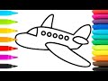 How to draw a cute aeroplane | Aeroplane Drawing and Coloring easy for kids,Step by step drawing