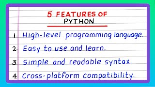 Features of Python | Five Features of Python | Features of Python Language