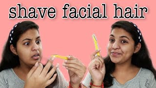 How I remove facial hair by shaving || painless || In telugu.