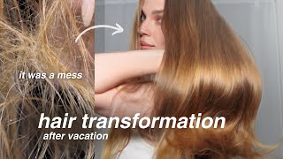 from damaged to glowy ▫️ 1-day hair transformation