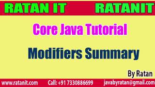 Core Java Tutorial || Modifiers in java || All Modifiers Summary || By Ratan sir