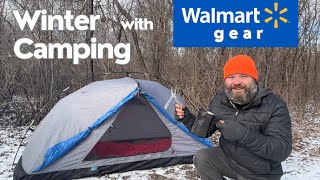 Frozen Winter Camping at an abandoned campground with all my old Walmart Gear