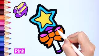 For Kids Drawing Coloring  아이들을 위한 그리기 색칠하기 |  마술봉 그리는 방법 배우기 |  심플컬러