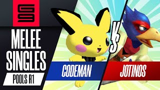 codeman (Pichu) vs Jotinos (Falco) - Melee Singles Pools Winners Quarter-Final  - Genesis 9