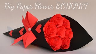 DIY Paper Flower BOUQUET/ Birthday gift ideas/Flower Bouquet making at Homemade Easy Craft (Cute)