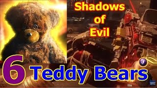 6 TEDDY BEARS found! Locations! Easter Egg - Shadows of Evil | BO3 Zombies
