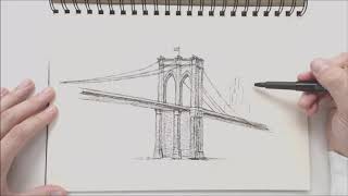 Drawing the 'Brooklyn Bridge' in New York City #Timelapse