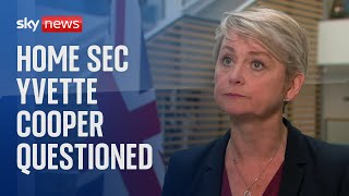 Home Secretary Yvette Cooper questioned on the work of the Home Office