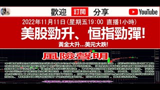 2022年11月11日(星期五19:00 直播1小時) 美股勁升、恒指勁彈! 黃金大升…美元大跌!