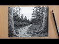 Forest Path Charcoal Drawing